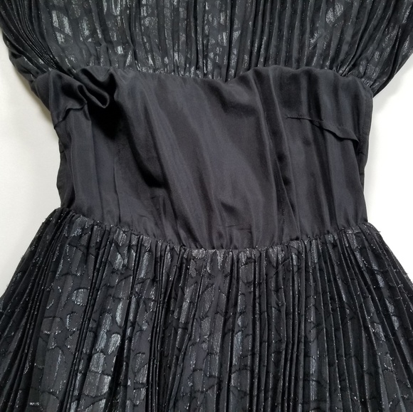 Halston HeritageTiered pleated chiffon dress